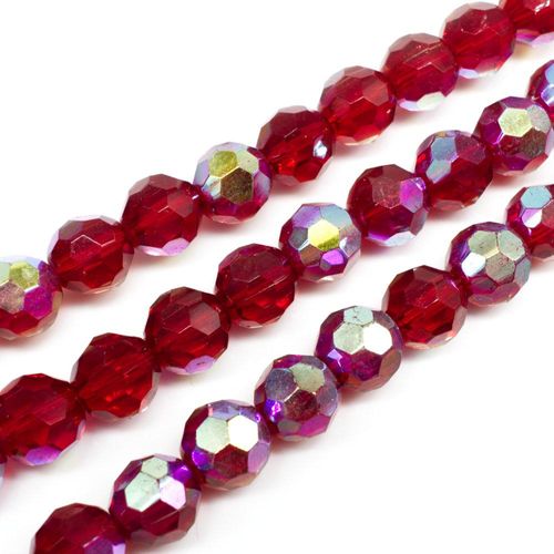 10mm crystal beads red rainbow — faceted for jewelry making and beadwork