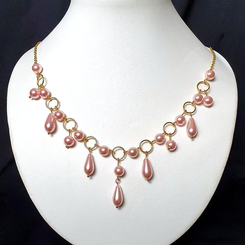 Rebecca Necklace Makes 3 pink gold necklace making kit — DIY set with beads and instructions for creating handmade jewelry