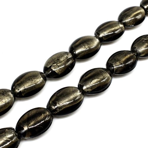 Silver Foil Flat Oval Beads 20mm Grey 10pcs for jewellery making