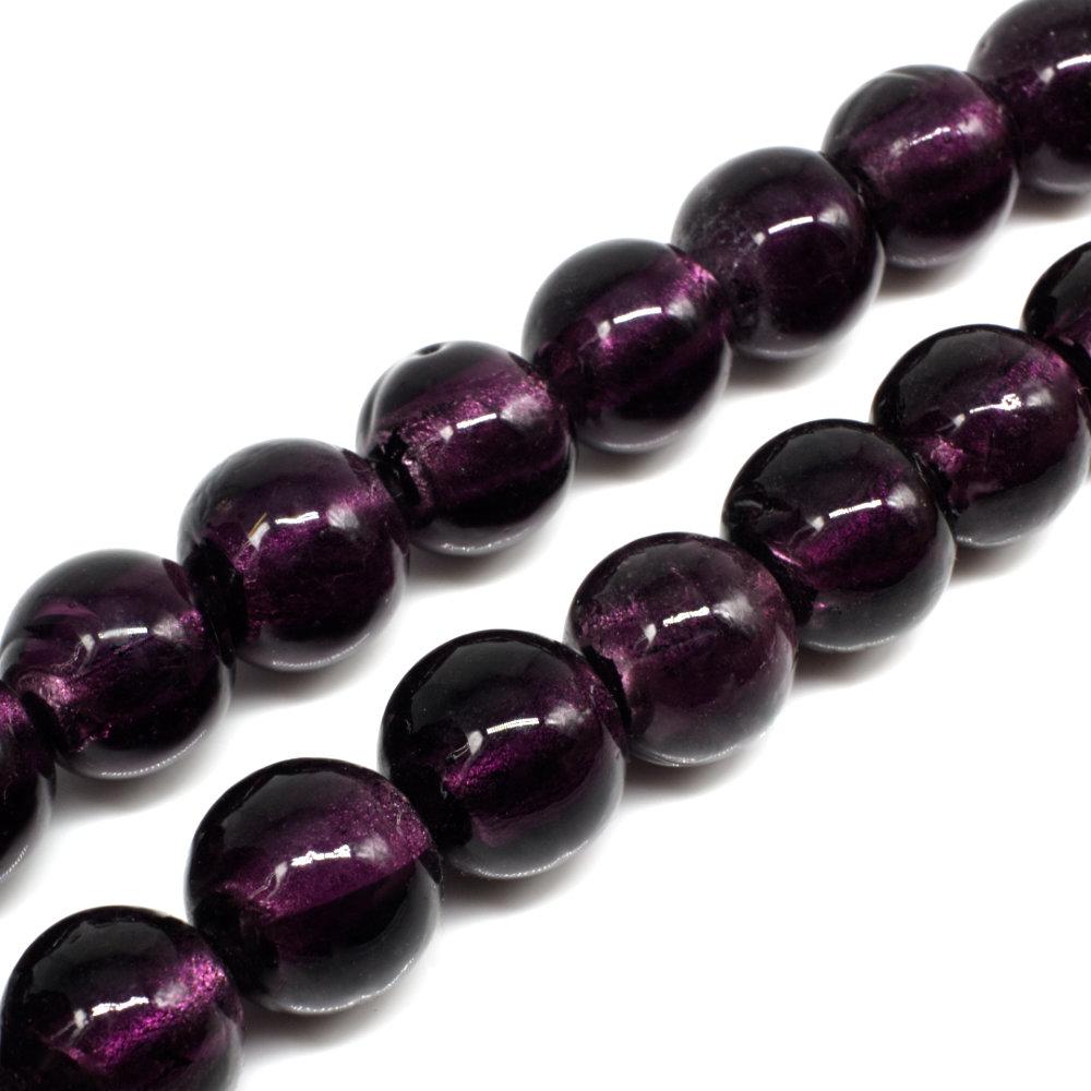 Silver Foil Round Beads 15mm Amethyst for jewellery making
