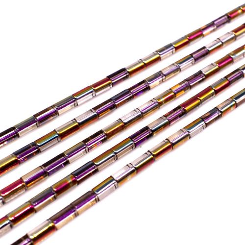 Glass Tube Beads 5mm 15" String Amethyst Rainbow for jewellery making