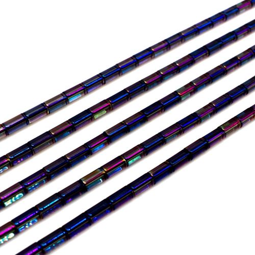 Glass Tube Beads 5mm 15" String Purple Iris for jewellery making