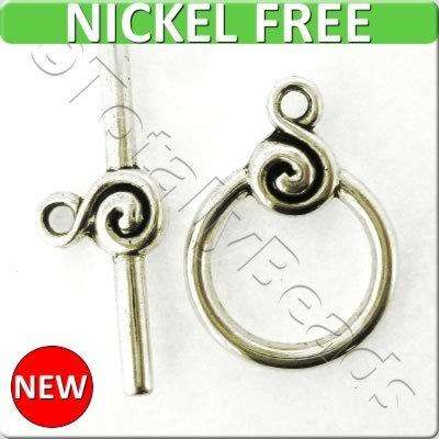 Metal Toggle - Swirl Ring 16mm 4 sets Antique Silver