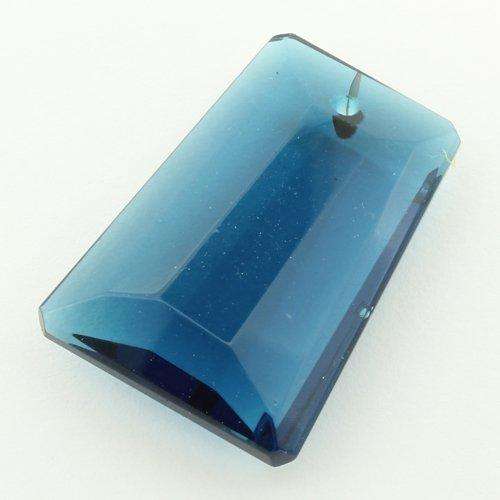 Glass Pendant Facet Rectangle Drop 20mm - Teal