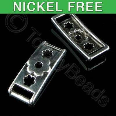 Antique Silver Metal Connector 36mm Flower Pattern 3 pcs
