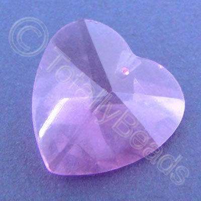 Glass Pendant Heart Pink - 28mm