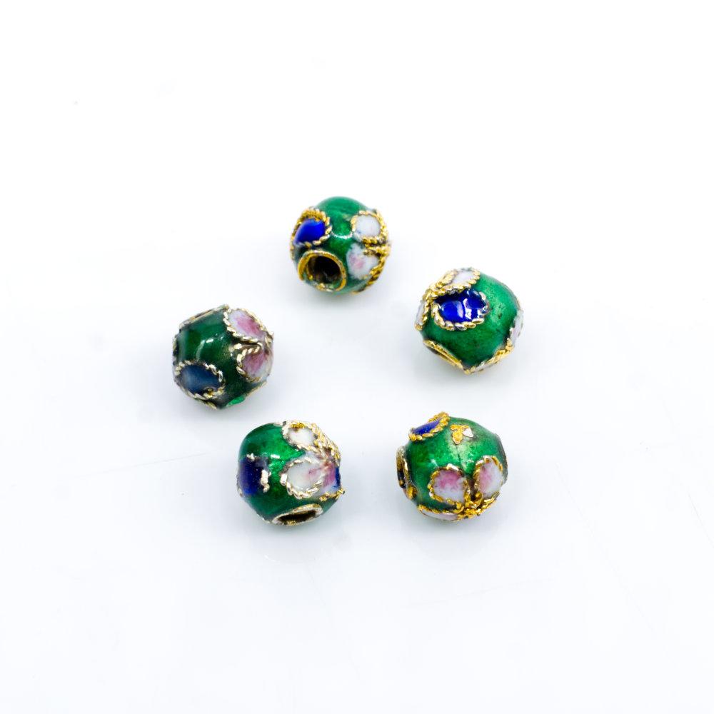 Cloisonne 6mm Round Bead Green 1pc for jewellery making