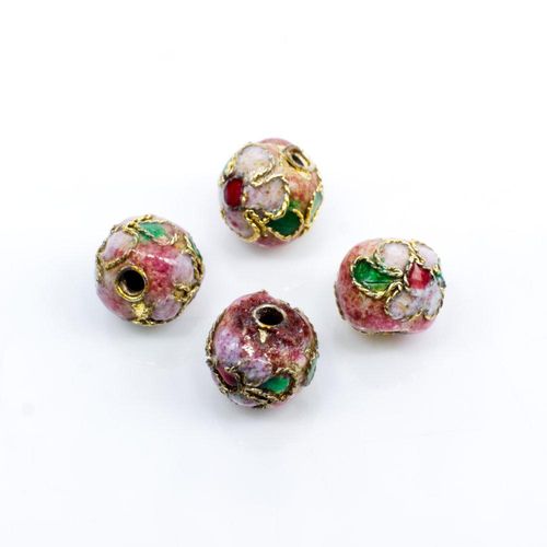 Cloisonne 8mm Round Bead Pink 1pc for jewellery making