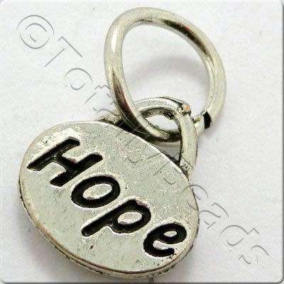 Tibetan Silver Message Tag/Charm - Hope 5pcs