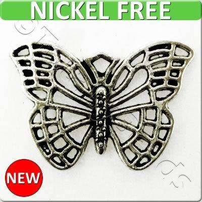 Antique Silver Metal Charm - Butterfly 18x26mm 8pcs