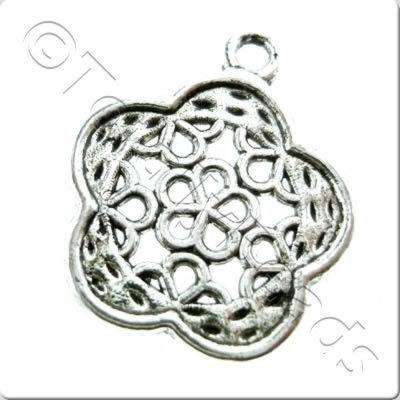 Tibetan Silver Charm - Mesh Flower 16mm 10pcs