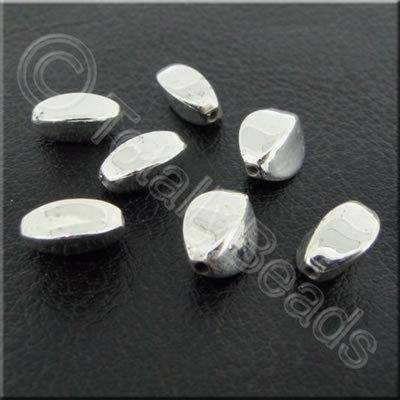 Metalised Acrylic Twisted Rice Bead - 9mm - Silver 150pcs