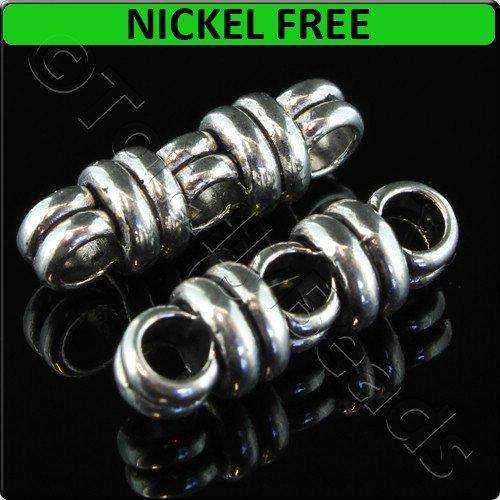 Antique Silver Metal Spacer Tube 3 Hole 20x6mm 7pc
