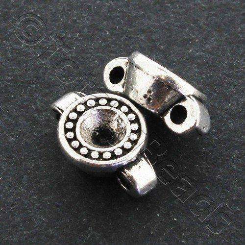 Antique Silver 12mm 2 Hole Spacer Rhinestone Setting 9pcs