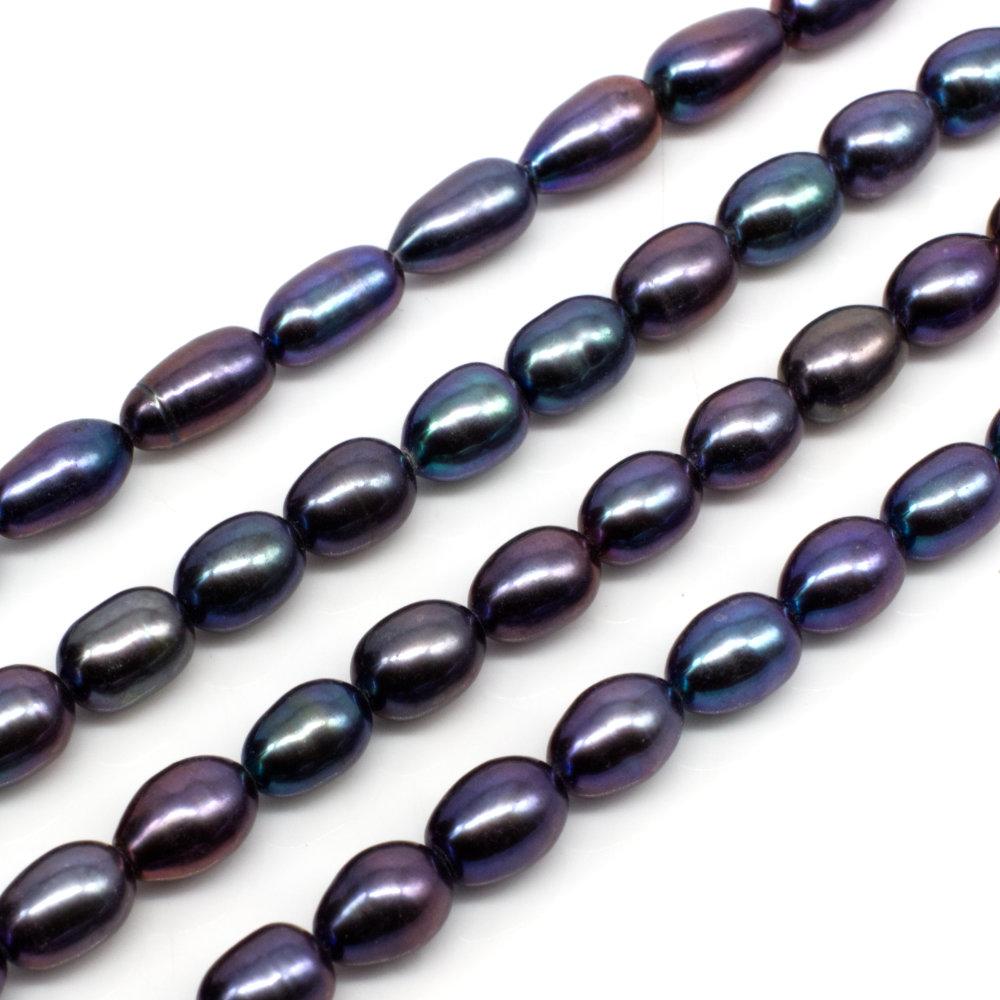 Freshwater Pearls 8x5mm Oval Grey 14" String for jewellery making