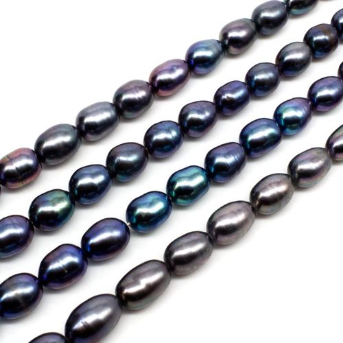 Freshwater Pearls 8x7mm Oval Med. Grey 14" String for jewellery making