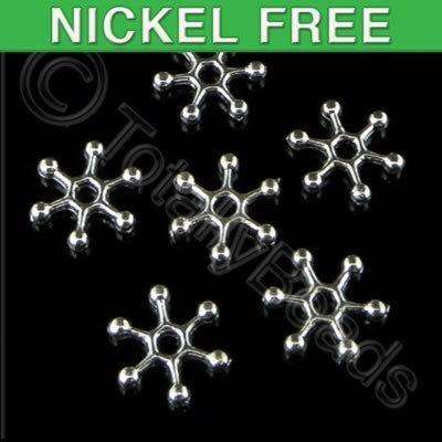 Snowflake Metal Bead 12mm - Antique Silver 40pcs