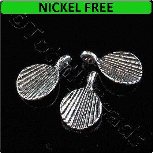 Silver Metal Charm Ridged Drop 15x10mm 25pcs