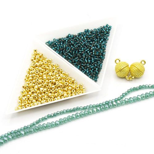 BC 2023 WK 3: Cubic Right Angle Weave Gold Teal 3x4mm for jewellery making