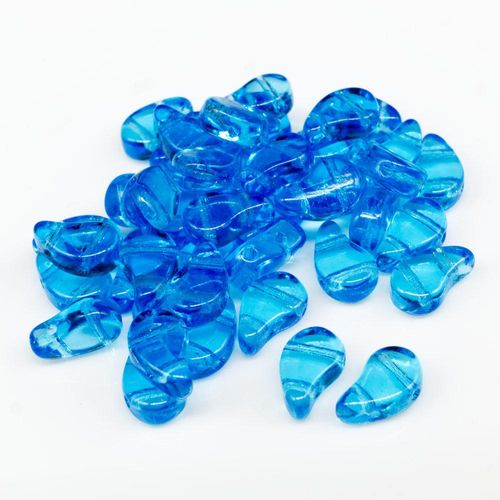8x5mm 10g Czech glass Rulla beads aquamarine — two-hole beads for jewelry making and bead weaving