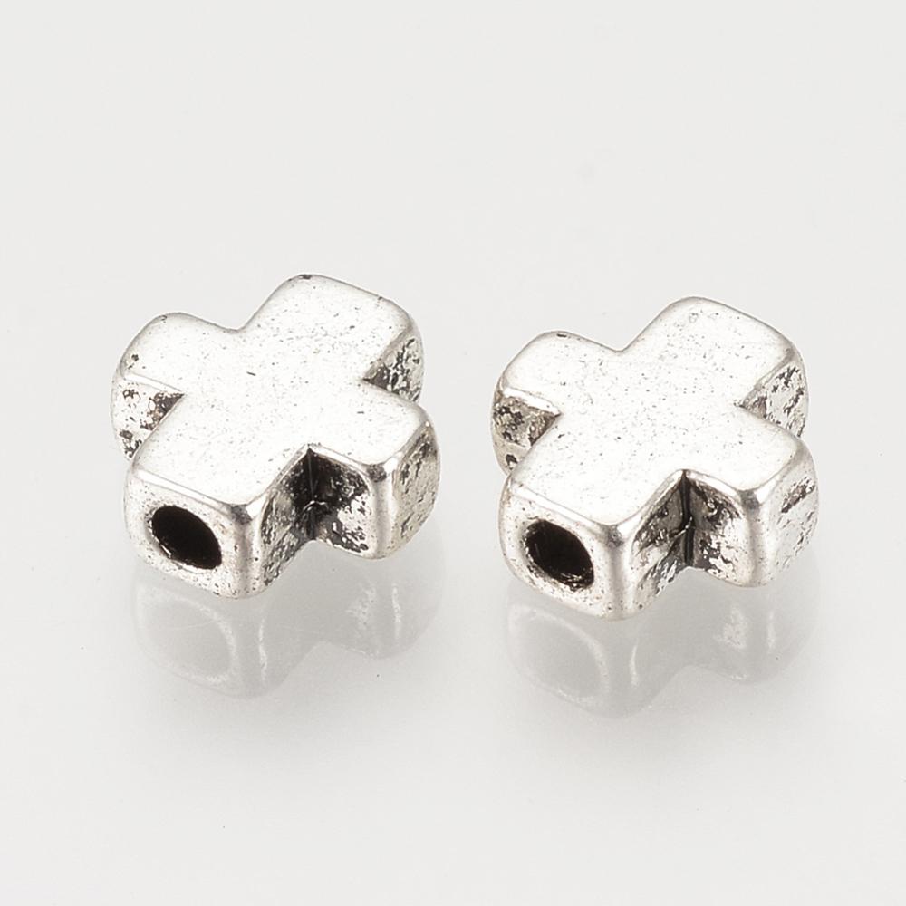Antique Silver Bead Cross 8mm 20pcs for jewellery making