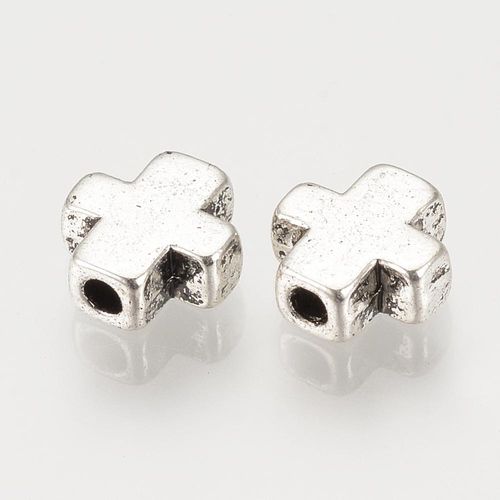 Antique Silver Bead Cross 8mm 20pcs for jewellery making