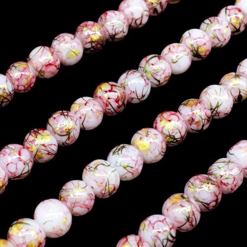 Oriental Splash Round Glass Beads 6mm Light Red for jewellery making