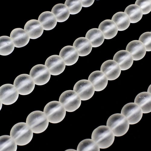 Glass Frosted Beads 6mm Round Clear for jewellery making