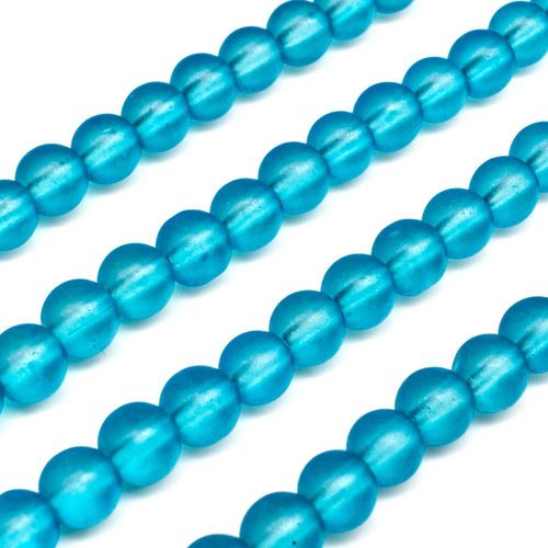 Glass Frosted Beads 6mm Round Turquoise for jewellery making
