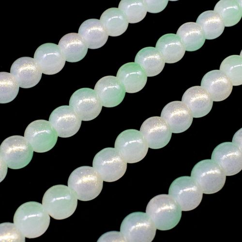 Glass Jade Glitter Beads 6mm Round Mojito for jewellery making