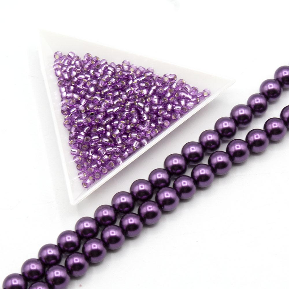 Aimee Necklace purple velvet necklace making kit — DIY set with beads and instructions for creating handmade jewelry