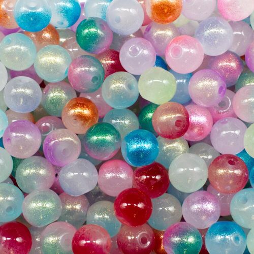 Glass Jade Glitter Beads 8mm Round Mixed 50pcs for jewellery making