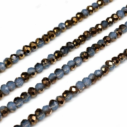 4mm crystal beads half opal light blue gold, pack of 130 — faceted for jewelry making and beadwork