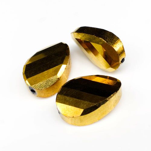 13mm crystal beads gold, pack of 6 — faceted for jewelry making and beadwork