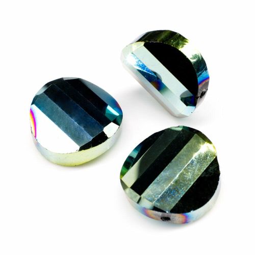 18mm crystal beads green iris, pack of 6 — faceted for jewelry making and beadwork