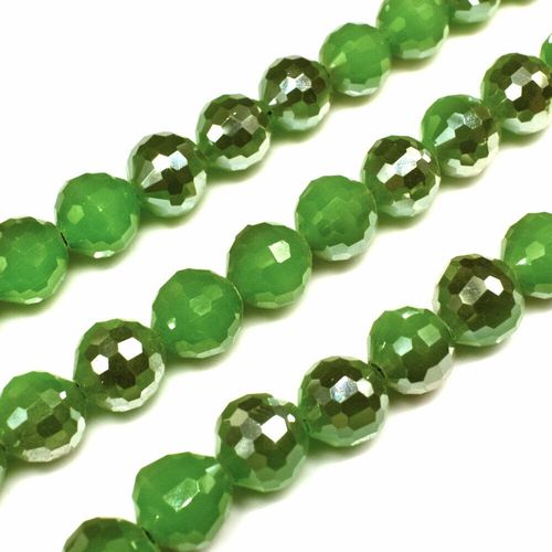 10mm crystal beads opal lime plate, pack of 35 — faceted for jewelry making and beadwork