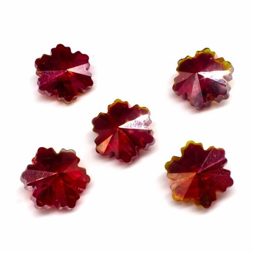 14mm crystal beads red ab 14x14mm, pack of 8 — AB finish, faceted for jewelry making and beadwork