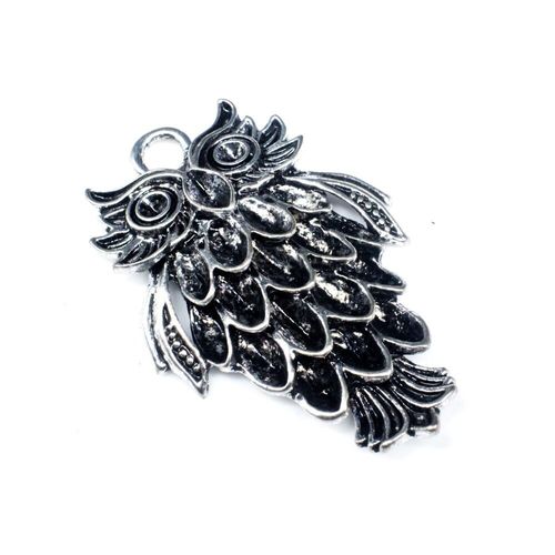 Antique Silver Metal Charm Owl 48mm 2pcs for jewellery making