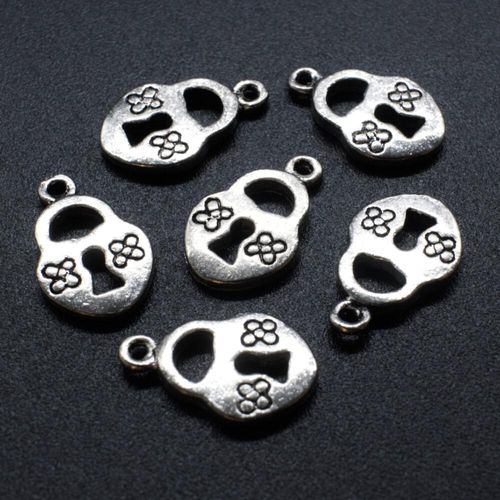 Antique Silver Metal Charm Heart with Lock 17mm 10pcs for jewellery making