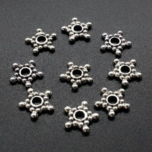 Metal Disc Pentagon 9mm 50pcs Antique Silver for jewellery making