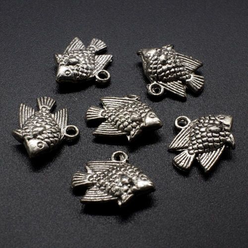 Antique Silver Metal Charm Fish 18mm 10pcs for jewellery making