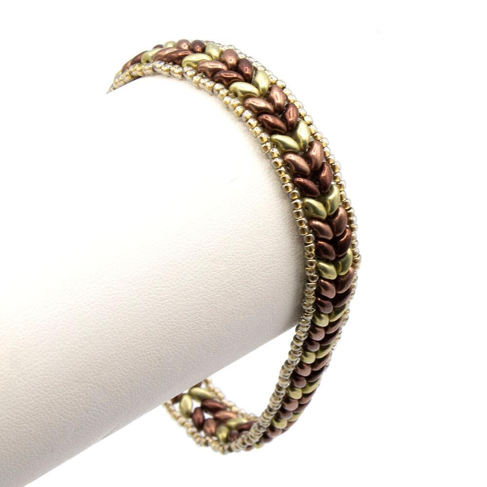 Hannah SuperDuo Bracelet ash gold bracelet making kit — DIY set with beads and instructions for creating handmade jewelry