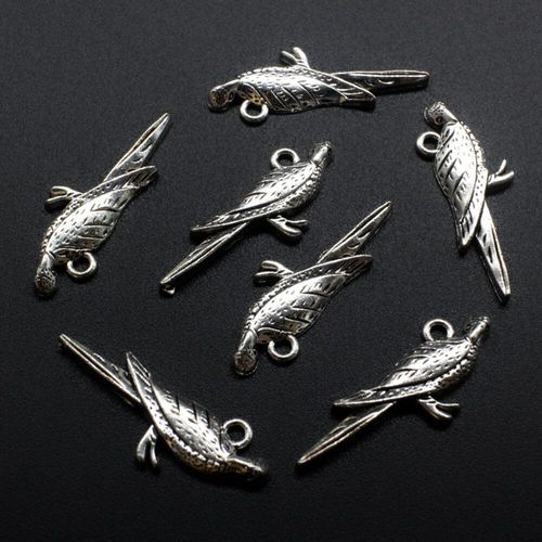 Antique Silver Metal Charm Bird 30mm 8pcs for jewellery making