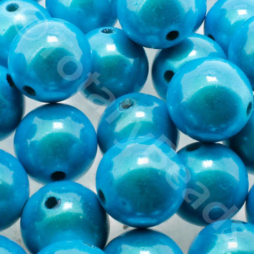 16mm Miracle acrylic round beads 16mm round turquoise 10pcs — pack of 10, reflective 3D-effect beads ideal for jewelry making, crafts, an…