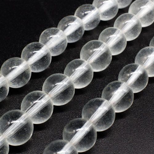 Glass Beads 10mm Round Clear 14" String for jewellery making