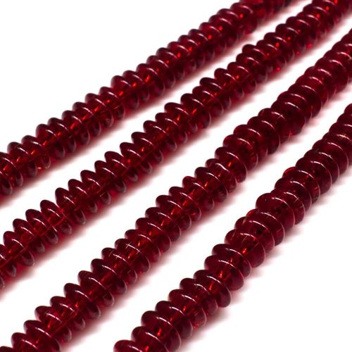 Glass Beads 6mm Rondelle Red 14" String for jewellery making