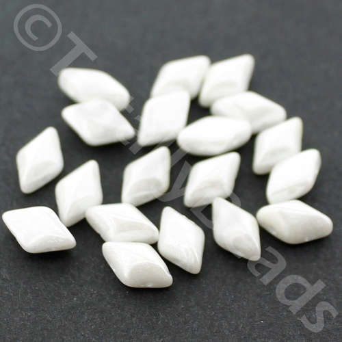 8x5mm 10g Czech glass Rulla beads luster opaque white — two-hole beads for jewelry making and bead weaving