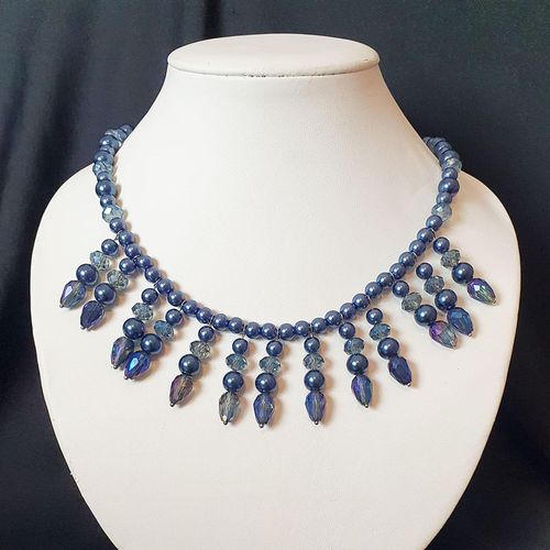 Skye Necklace half blue iris necklace making kit — DIY set with beads and instructions for creating handmade jewelry