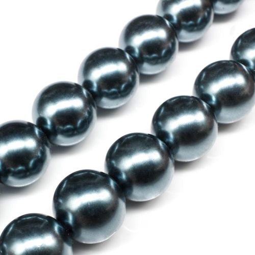 Glass Pearl Round Beads 16mm Dark Steel Blue for jewellery making