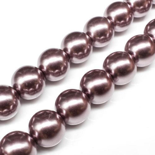 Glass Pearl Round Beads 14mm Mink for jewellery making